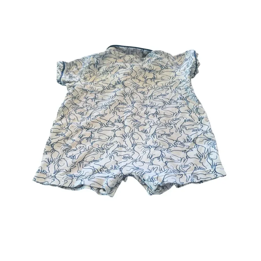 Ruth & Ralph Baby's White Playful Bunnies Pima Harold Romper One Piece Size 18 M